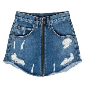 Carmar NWT Beatrice Distressed Zip Up Jean Mini Skirt